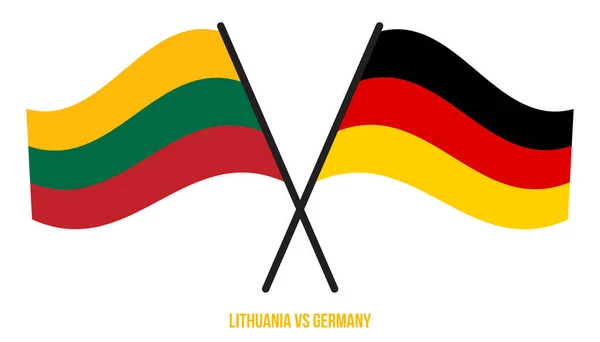 Litvanya Almanya Bayrakları Çapraz Sallanan Düz Tarz Resmi Orantı Renkleri — Stok Vektör