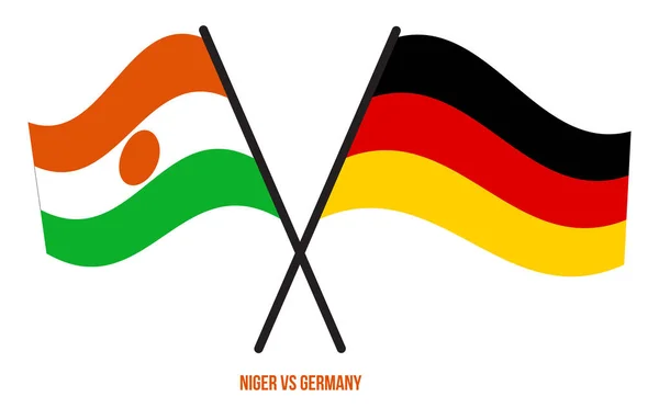 Nijer Almanya Bayrakları Çapraz Sallanan Düz Stil Resmi Orantı Renkleri — Stok Vektör