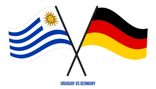 Uruguay Almanya Bayrakları Çapraz Sallanan Düz Tarz Resmi Orantı Renkleri — Stok Vektör