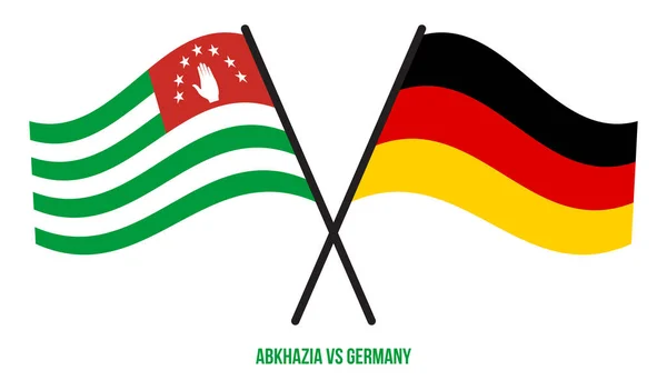 阿布哈兹和德国国旗交叉摇曳的平面风格 官方比例 正确的颜色 — 图库矢量图片