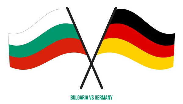 Bulgária Alemanha Bandeiras Cruzadas Acenando Estilo Plano Proporção Oficial Cores — Vetor de Stock