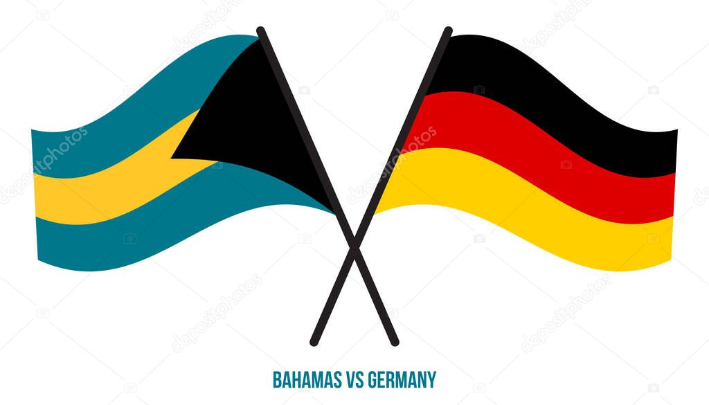 Bahamas and Germany Flags Crossed And Waving Flat Style. Official Proportion. Correct Colors.
