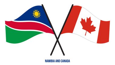 Namibya ve Kanada Bayrakları Çarpıştı ve Sallanan Düz Stil. Resmi Orantı. Renkleri Düzelt.