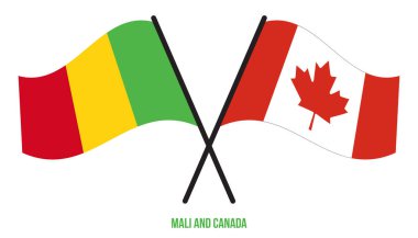 Mali ve Kanada Bayrakları Çarpıştı ve Sallanan Düz Stil. Resmi Orantı. Renkleri Düzelt.