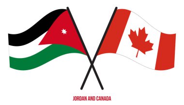 Ürdün ve Kanada Bayrakları Çarpıştı ve Sallanan Düz Stil. Resmi Orantı. Renkleri Düzelt.