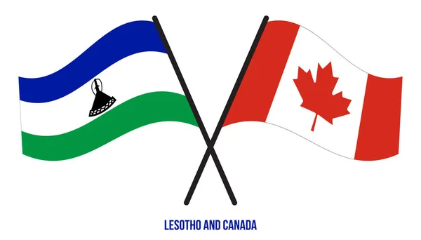 Лесото Канадские Флаги Пересекли Помахали Плоским Стилем Официальная Доля Правильные — стоковый вектор