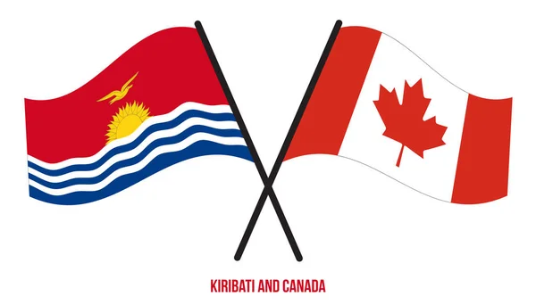 Kiribati Kanada Bayrakları Çapraz Sallanan Düz Stil Resmi Orantı Renkleri — Stok Vektör