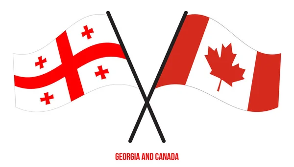 ジョージア州とカナダの旗が交差し フラットスタイルを振っています 正式名称 正しい色 — ストックベクタ