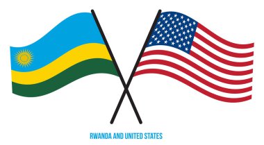 Ruanda ve Birleşik Devletler Bayrakları çapraz ve Sallanan Düz Tarz. Resmi Orantı. Renkleri Düzelt.