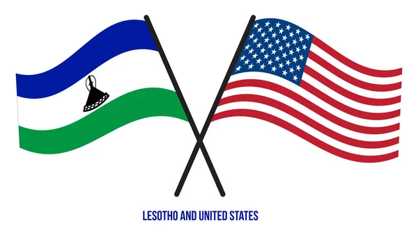 Лесото Флаги Сша Пересекли Помахали Плоским Стилем Официальная Доля Правильные — стоковый вектор