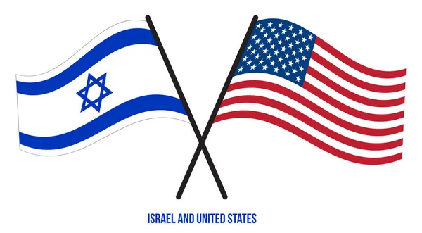 Израиль Флаги Сша Пересекли Помахали Плоским Стилем Официальная Доля Правильные — стоковый вектор