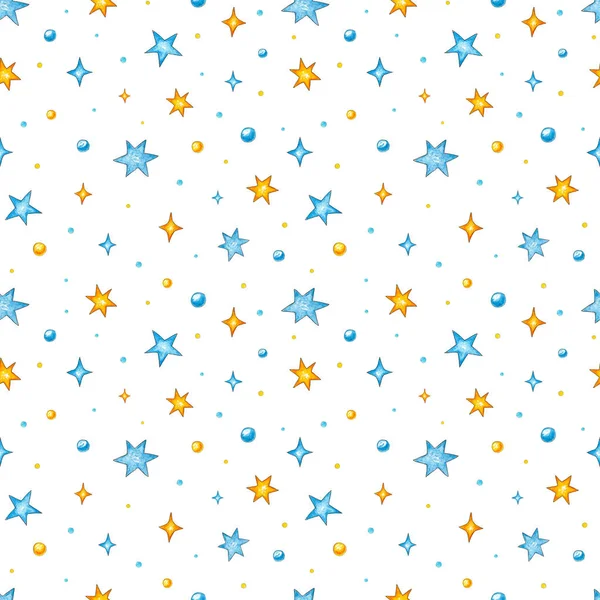 New Year Seamless Pattern Stars Bow Christmas New Year Watercolor — Stock Photo, Image