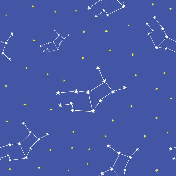 Gwiazdy konstelacji ustawić horoskop dekoracji bezszwowy wzór — Wektor stockowy