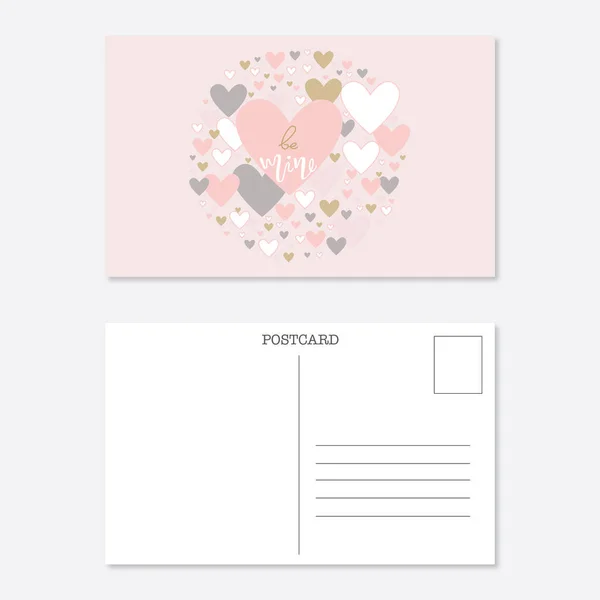 Valentine day postcard template, romantic calligraphy card — Stock Vector
