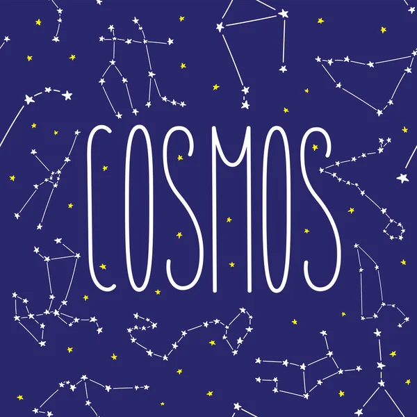 Cosmos constelación estrellas horóscopo decoración patrón sin costuras — Vector de stock