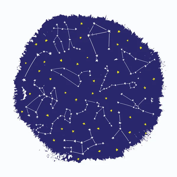 Cosmos constelación estrellas horóscopo decoración azul patrón — Vector de stock