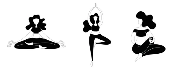 Yoga dam i asana vektor illustration mall — Stock vektor