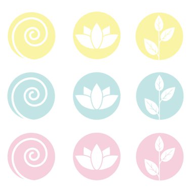 Yoga doğal ekoloji vektör çizim şablonunu simgeler. Instagram, web sitesi, iniş, baskı, ağ, pankart.