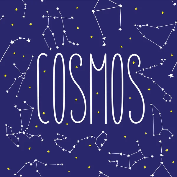 Cosmos Constelación Estrellas Horóscopo Decoración Patrón Sin Costuras Para Horóscopo — Vector de stock