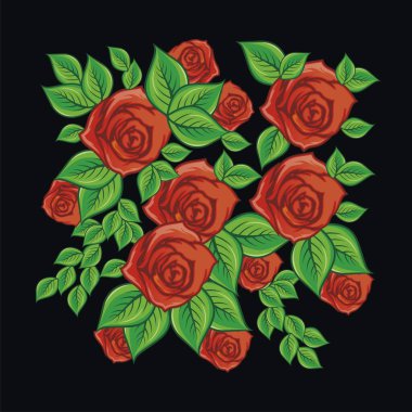 Kırmızı gül çiçek vektörü ve illüstrasyon