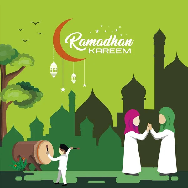 Ramadhan Kareem Fondo Islámico Para Ilustración Del Libro Vector Cartel — Archivo Imágenes Vectoriales