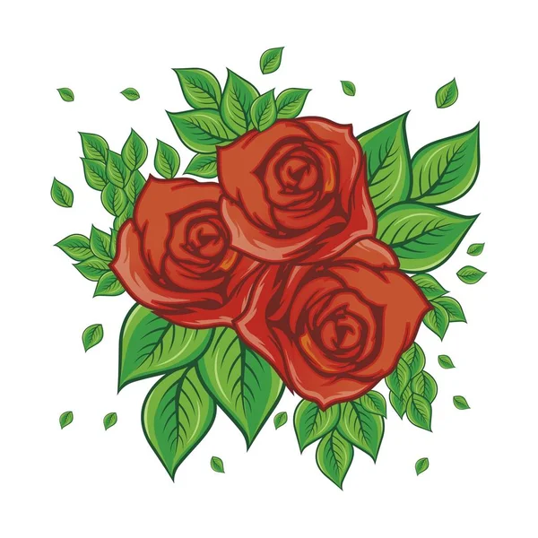Rosa Roja Vector Flores Ilustración — Vector de stock
