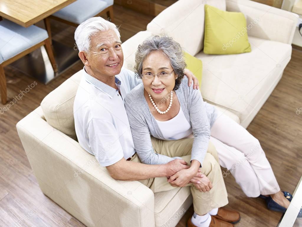 loving senior asian couple