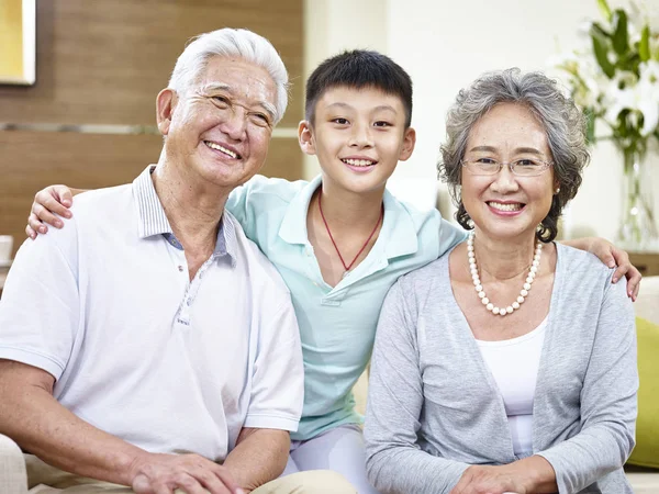Портрет азиатских бабушки и дедушки и внуки — стоковое фото