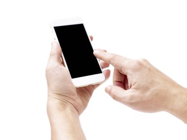 erkeğin el bir cep telefonu tutarak