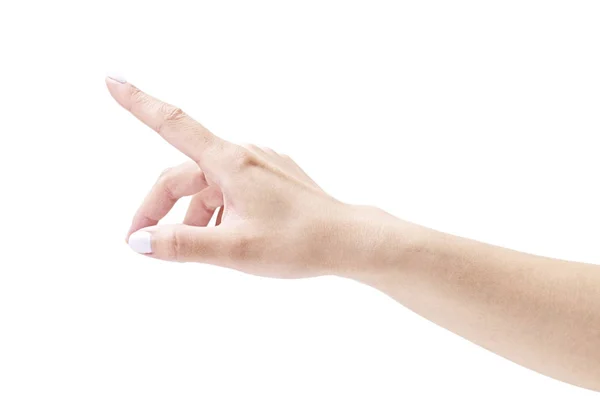 Vrouwelijke hand is met één vinger wijzen naar boven — Stockfoto
