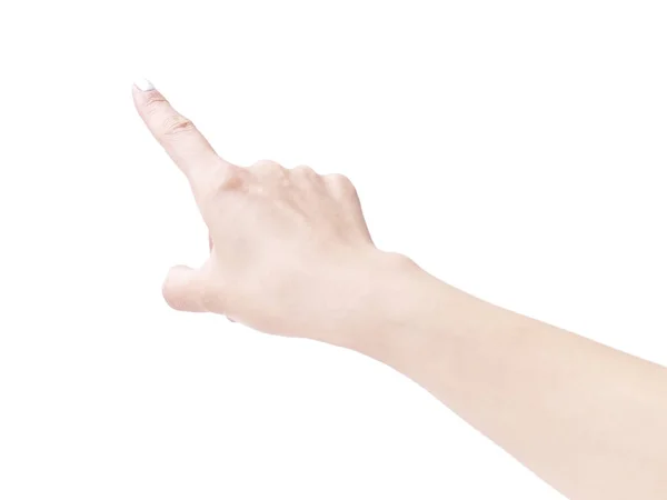 Vrouwelijke hand is met één vinger wijzen naar boven — Stockfoto