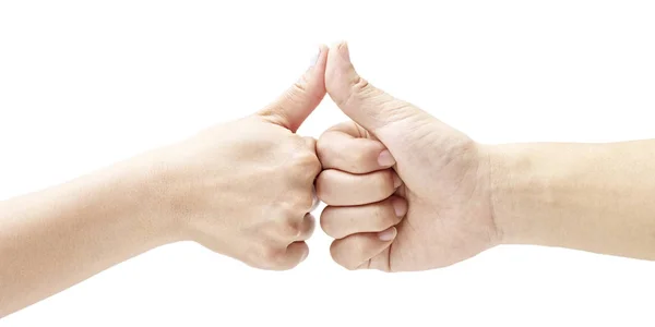 Two hands with thumbs pressed together — Stock Photo, Image