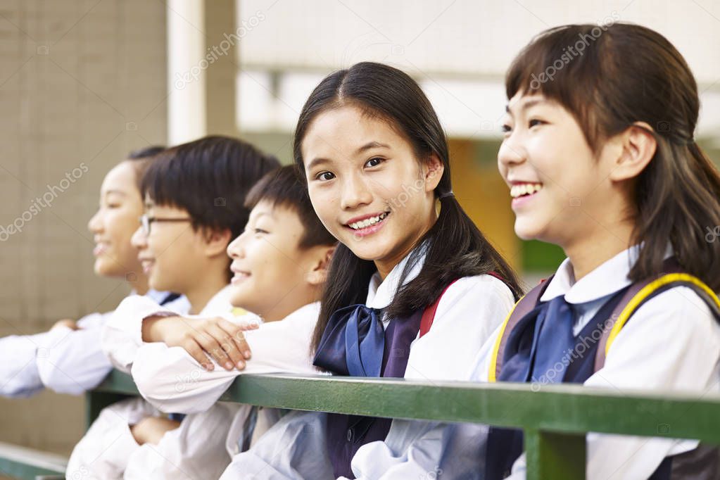 group of asian elementrary schoolchildren