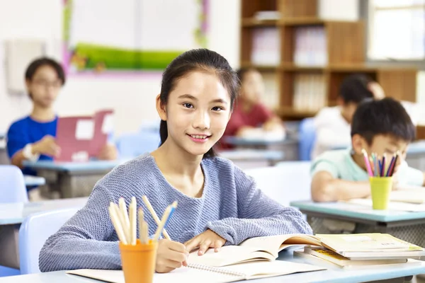 Vertrouwen Aziatische elementaire schoolmeisje — Stockfoto