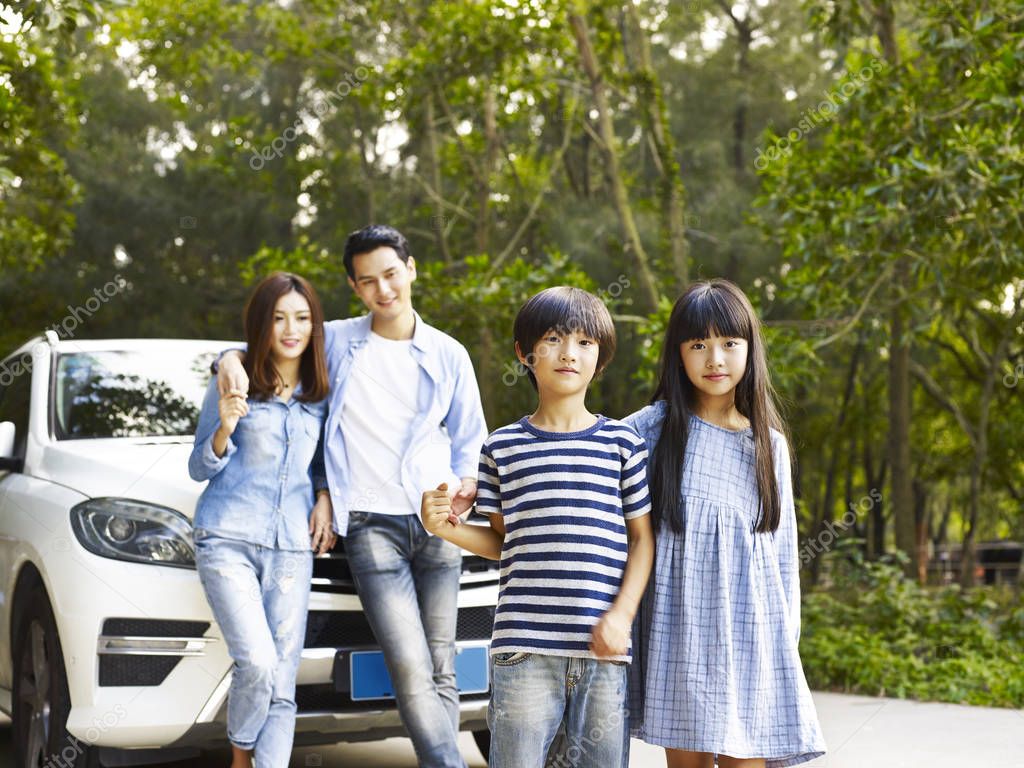 asian family on a trip