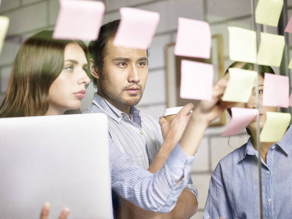 business people in multinational company working together