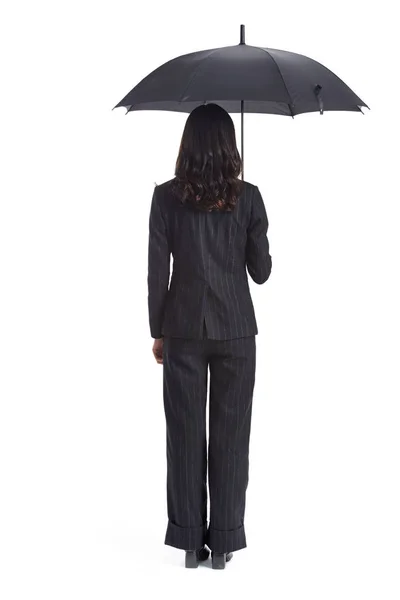 Joven asiático negocios mujer holding un paraguas — Foto de Stock