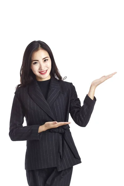 Young asian businesswoman making an introduction — Stock Photo, Image