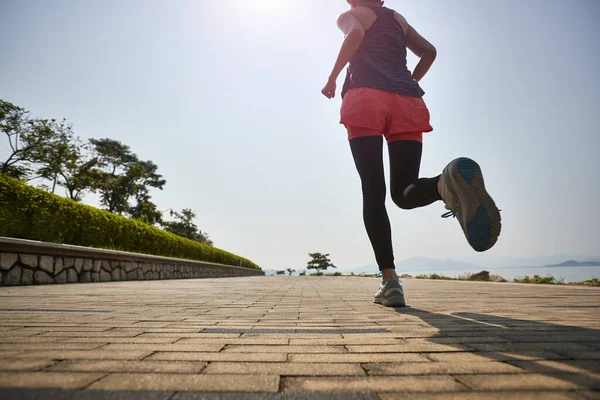 Giovane Donna Adulta Asiatica Correre Jogging All Aperto Vista Posteriore — Foto Stock