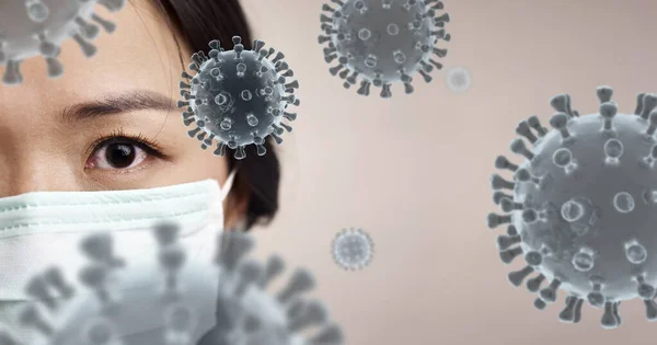 마스크를 아시아 코로나 바이러스 Covid Coronavirus 두려움을 보이고 — 스톡 사진