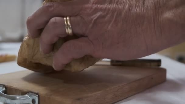 Traditioneller Sardischer Käse Mit Würmern Casu Marzu Sardischer Käse Mit — Stockvideo