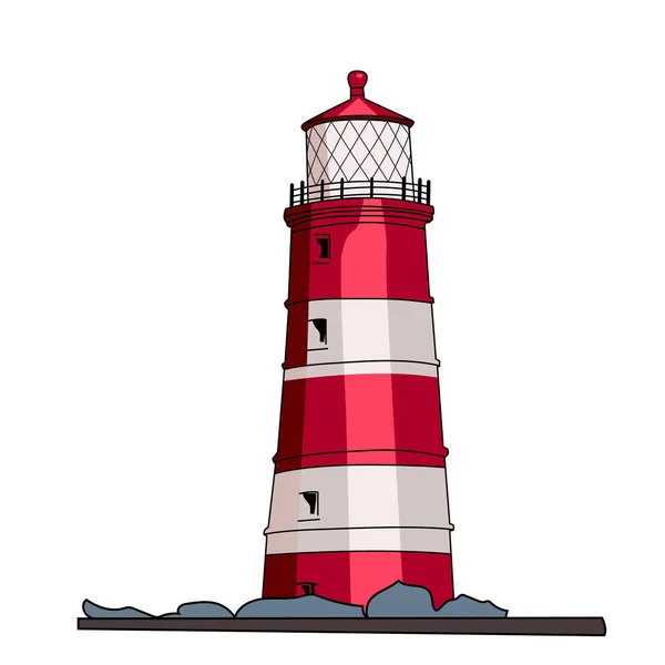 Lighthouse Isolated White Background — Stock Vector