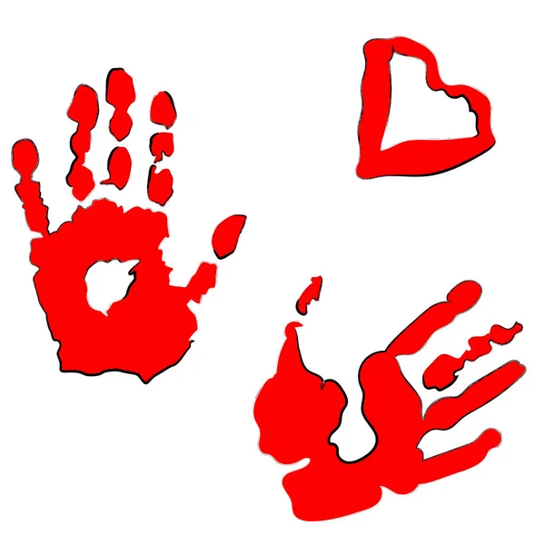 Mão Com Símbolo Vermelho Isolado Branco —  Vetores de Stock