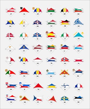 Soyut tarzda Avrupa bayrakları.