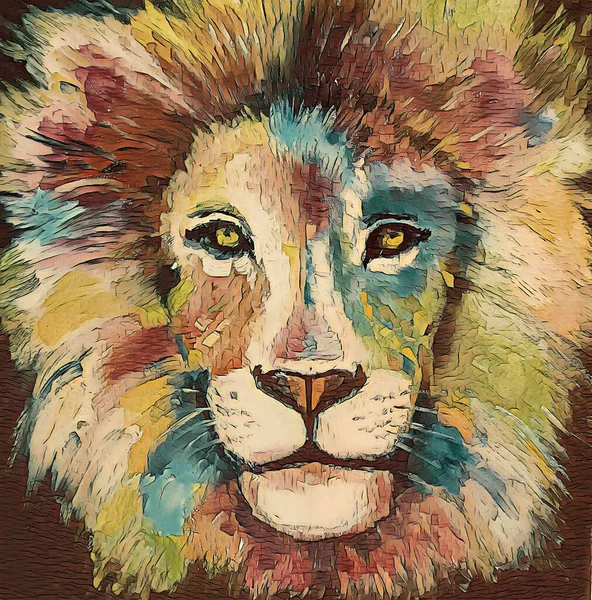 Retrato León Colores Brillantes — Foto de Stock