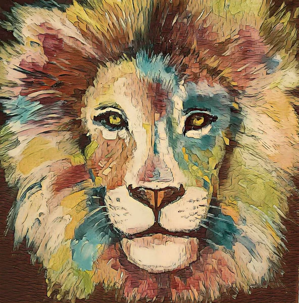 Portrait Lion Bright Colors — Stock Photo, Image