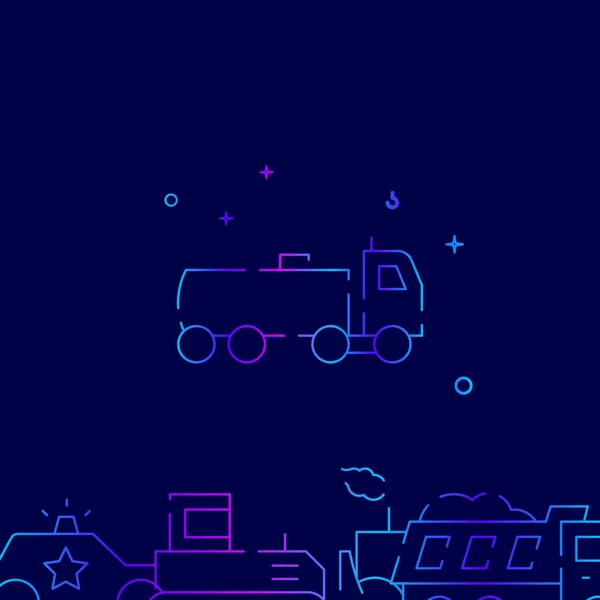 Benzin tankvogn vektor gradient linje ikon, illustration på en mørkeblå baggrund. Relateret nederste grænse – Stock-vektor