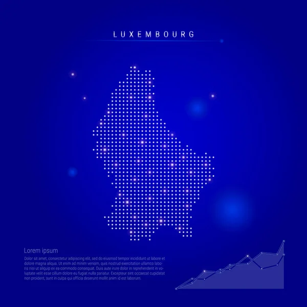 Luxembourg illuminated map with glowing dots. Dark blue space background. Vector illustration — Stock Vector