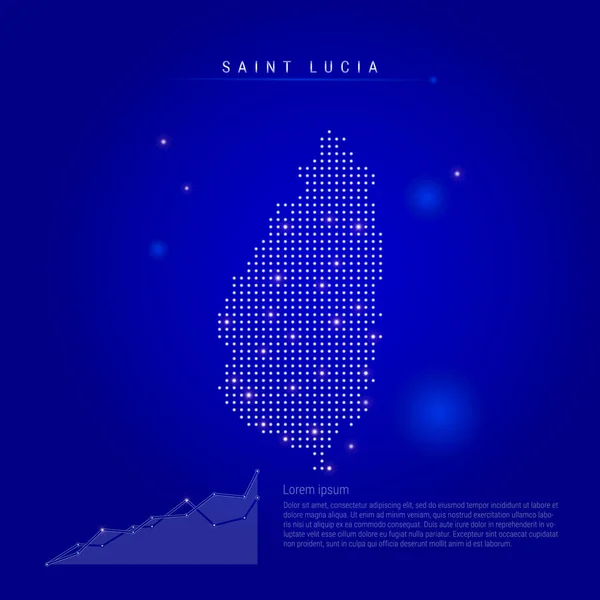 Saint Lucia illuminated map with glowing dots. Dark blue space background. Vector illustration — Stock Vector