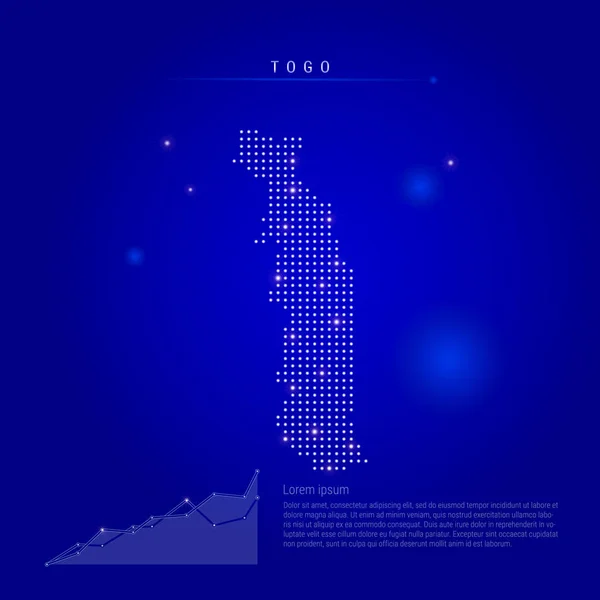 Togo illuminated map with glowing dots. Dark blue space background. Vector illustration — Stock Vector